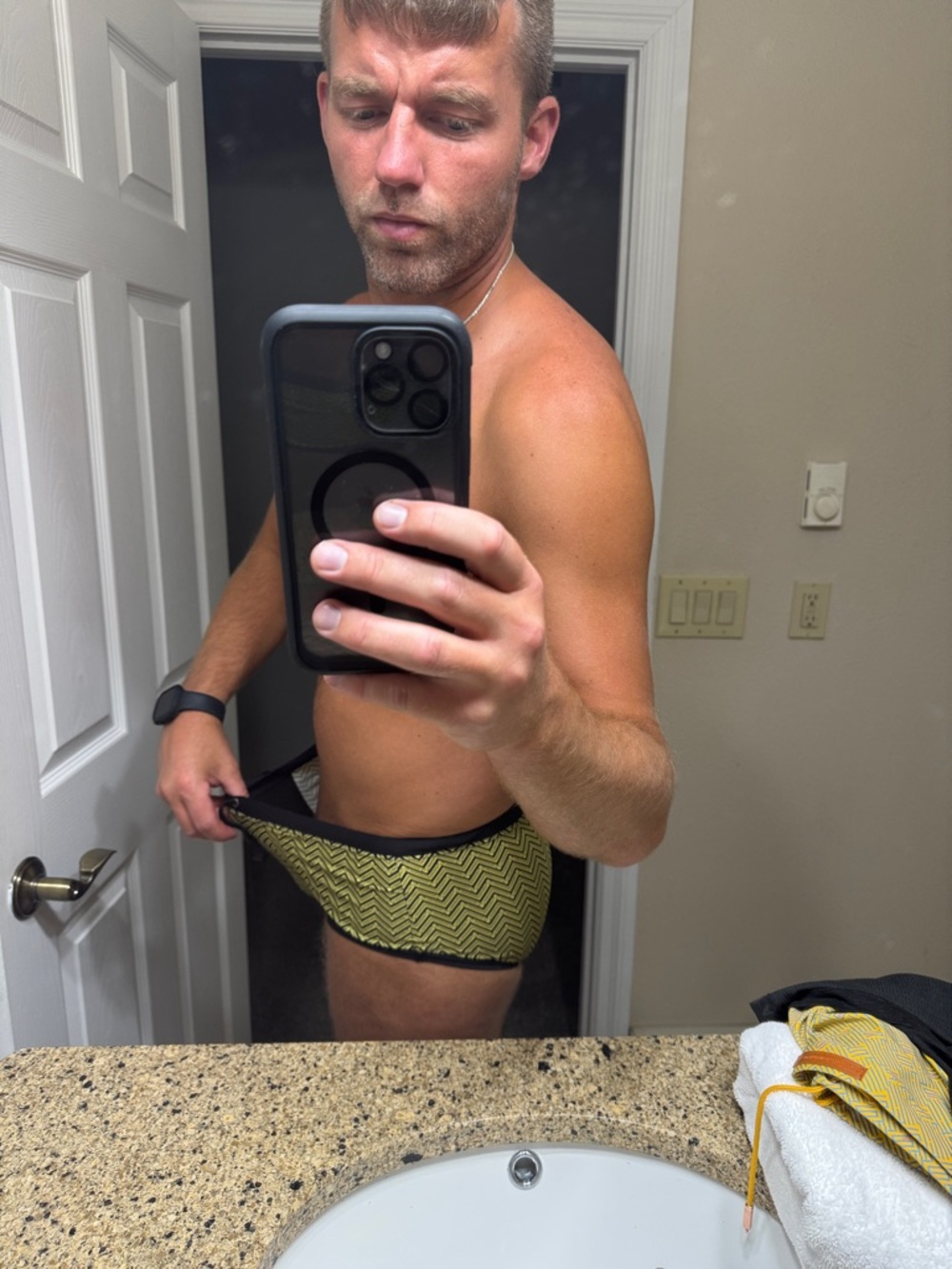 Yellow and Black Zigzag Swim Shorts- 2eros - Picture 4 of 5